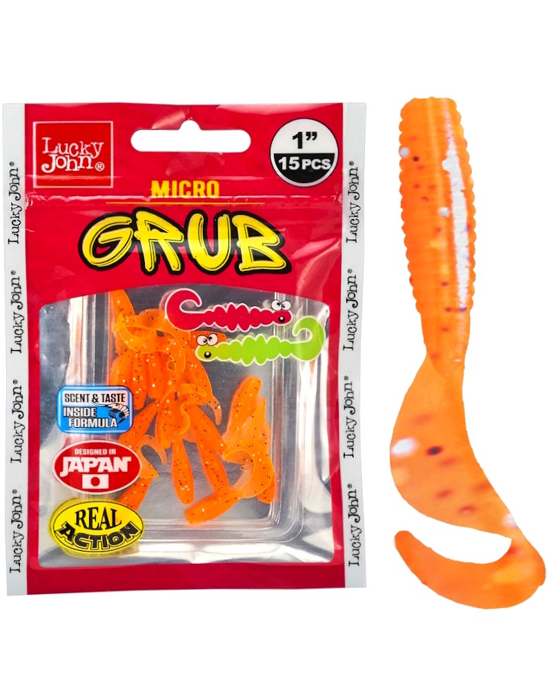 Guma Twister Lucky John Micro Grub 1" 2.5cm 036 Electric Orange 15szt.
