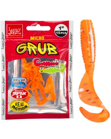 Guma Twister Lucky John Micro Grub 1" 2.5cm 036 Electric Orange 15szt.