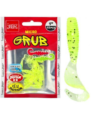 Guma Twister Lucky John Micro Grub 1" 2.5cm 071 Lime Chartreuse 15szt.
