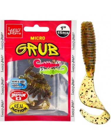Guma Twister Lucky John Micro Grub 1" 2.5cm PA03 Green Pumpkin 15szt.