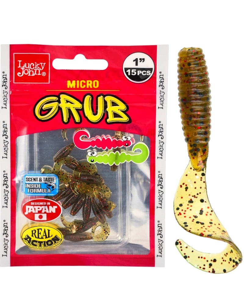 Guma Twister Lucky John Micro Grub 1" 2.5cm PA03 Green Pumpkin 15szt.