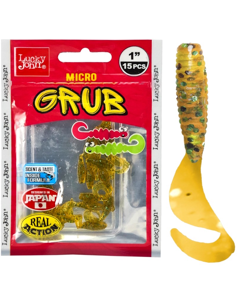 Guma Twister Lucky John Micro Grub 1" 2.5cm PA19 Osaka Pumpkin 15szt.