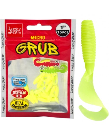 Guma Twister Lucky John Micro Grub 1" 2.5cm S88 Yellow Chartreuse 15szt.
