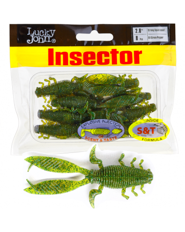 Guma Robak Lucky John Insector 2.8" 7cm S67 Oil Green Pepper 8szt.