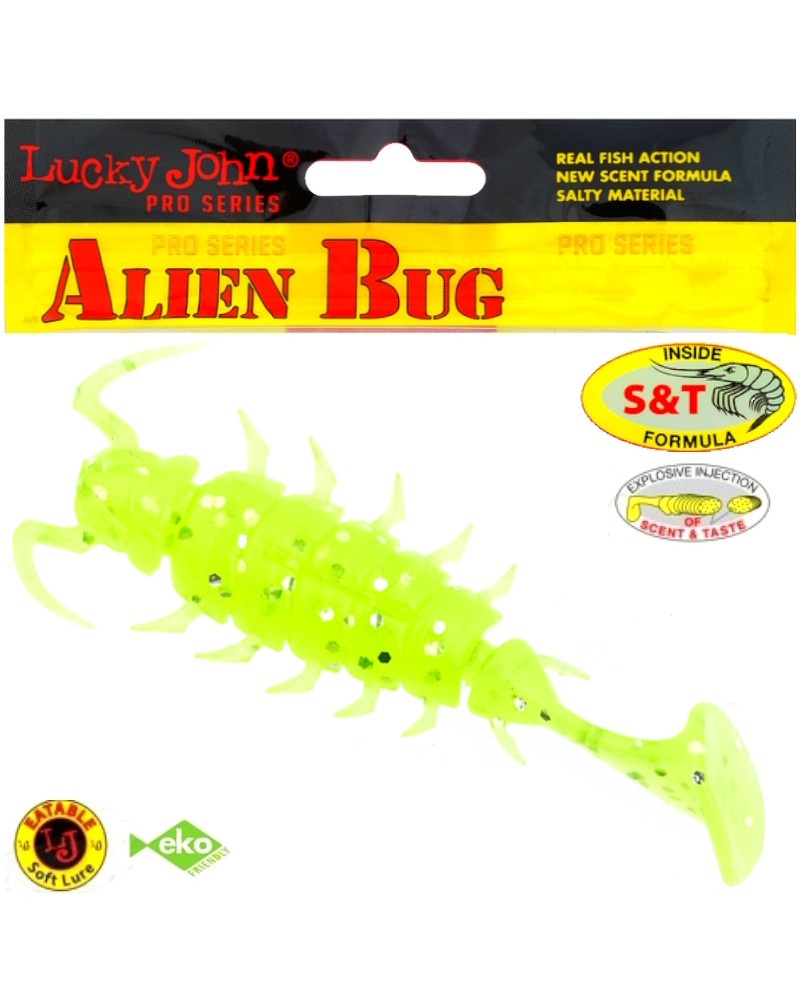 Guma Robak Lucky John Alien Bug 1.5" 3.8cm 071 Lime Chartreuse 10szt.