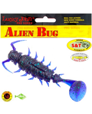 Guma Robak Lucky John Alien Bug 1.5" 3.8cm T52 Electric Blue Chartreuse 10szt.