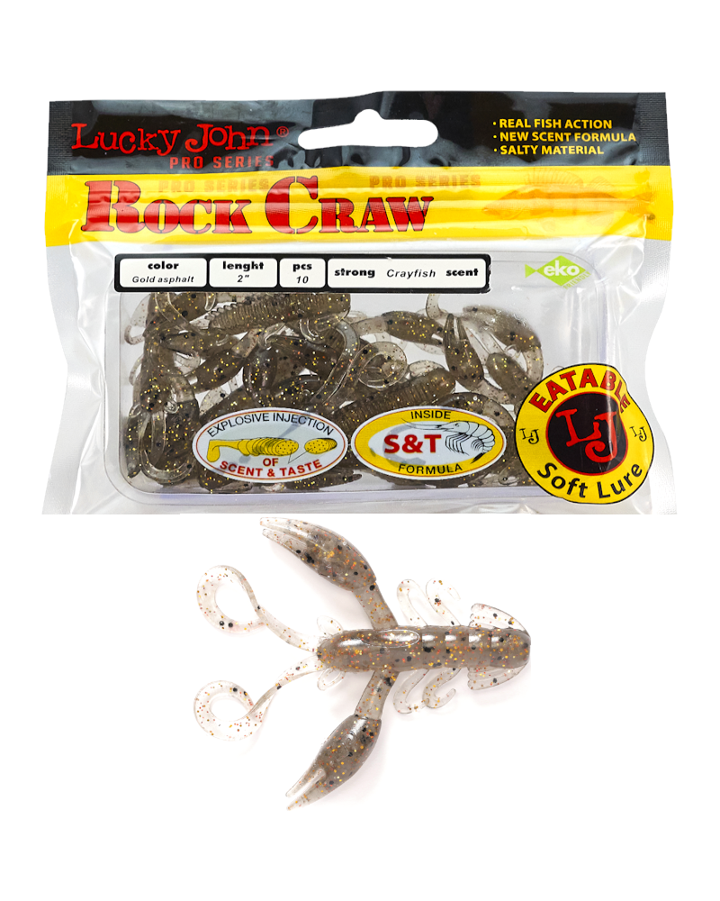 Guma Raczek Lucky John Rock Craw 2" 5cm S02 Gold Asphalt 10szt.