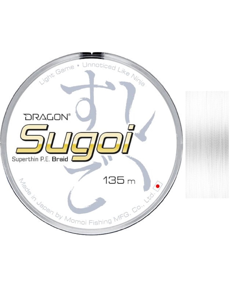 Plecionka Dragon Sugoi Superthin P.E. Braid Momoi 0.037mm 1.91kg 135m Biała