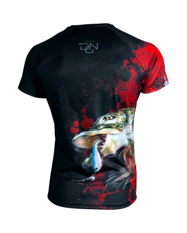 Koszulka Wędkarska Dragon T-Shirt Szczupak Coolmax M Czarno-Czerwony