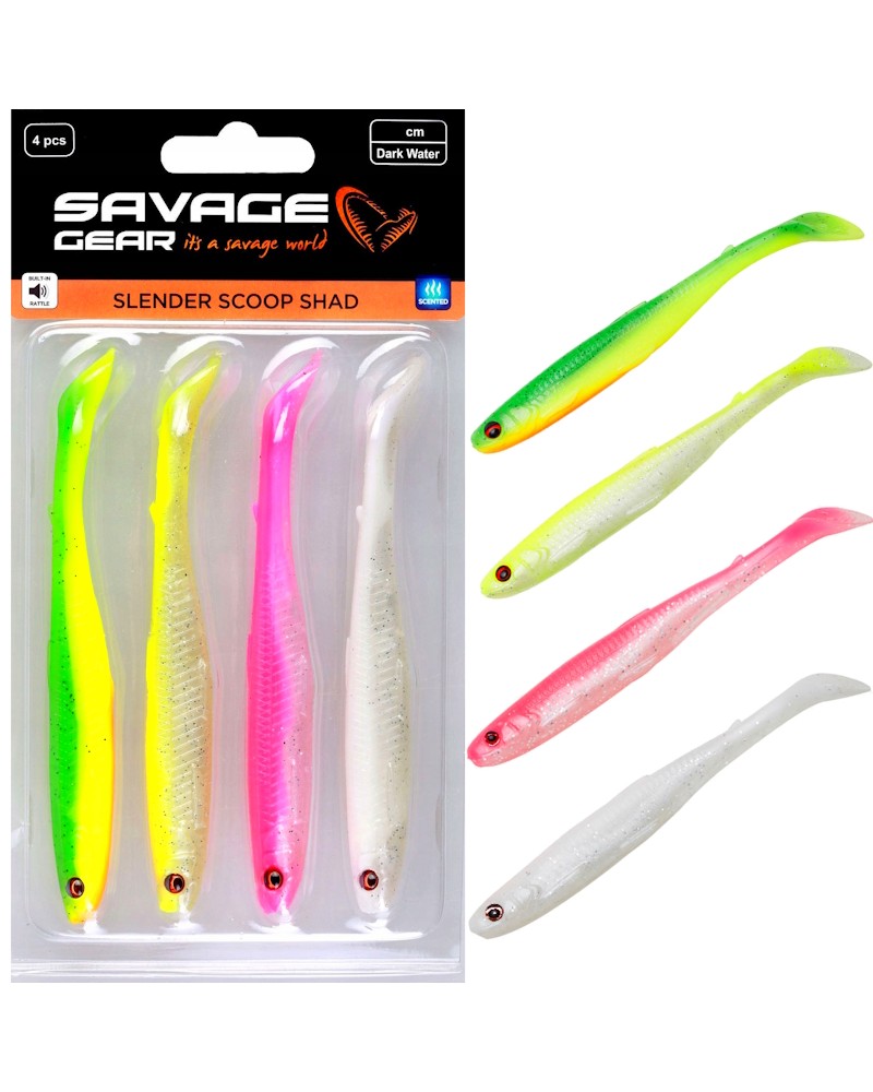 Zestaw Przynęt Na Brudną Wodę Savage Gear Slender Scoop Shad 11cm 7g Dark Water Mix 4szt.