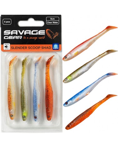 Zestaw Przynęt Na Czystą Wodę Savage Gear Slender Scoop Shad 11cm 7g Clear Water Mix 4szt.