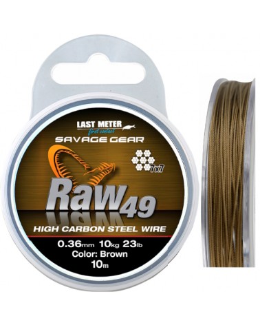 Materiał Linka Na Przypony Savage Gear 7x7 Raw 49 0.36mm 11kg 24lb 10m Uncoated Brown