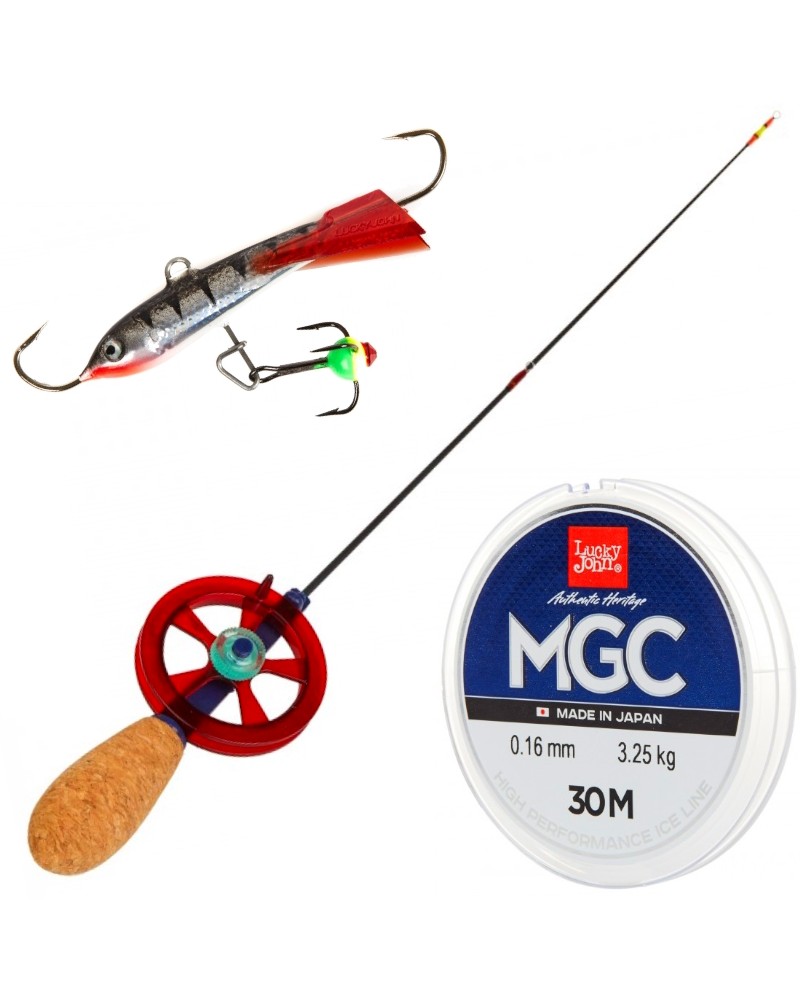 Wędka Podlodowa Zestaw Lucky John Ice Fishing Rod Balanced Lure Set