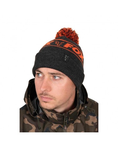 Czapka Zimowa Fox Collection Bobbles Black/Orange