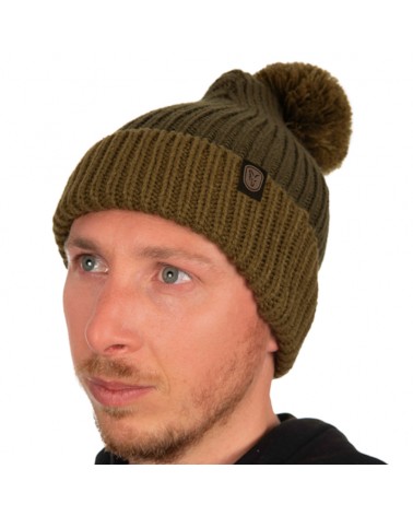 Czapka Zimowa Fox Collection Bobble Hat Heavy Knit Olive