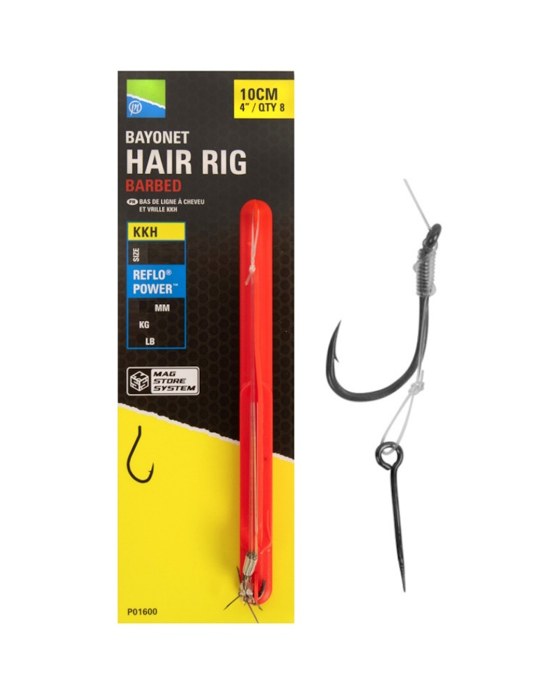 Przypony Preston  KKH 4" 10cm Nr 14 0.21mm Bayonet Mag Store Hair Rigs 8szt.