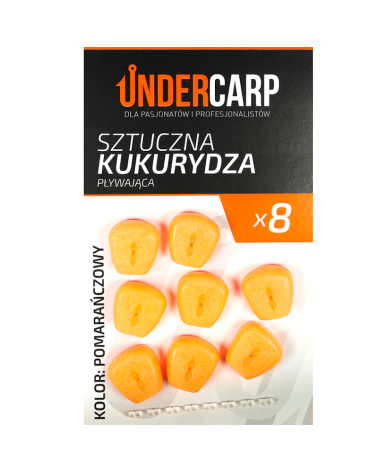Sztuczna Przynęta Undercarp Kukurydza Corn Pływająca Pomarańczowa+Stopery 8szt.
