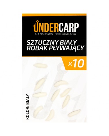 Sztuczna Przynęta Undercarp Biały Robak Maggot Pływający 10szt.