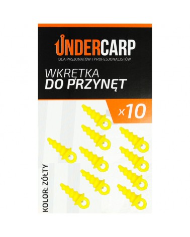 Wkrętka Undercarp Do Kulek Dumbellsów Ziaren Przynęt Karpiowych Żółta 10szt.