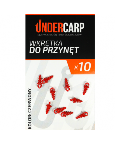 Wkrętka Undercarp Do Kulek Dumbellsów Ziaren Przynęt Karpiowych Czerwona 10szt.
