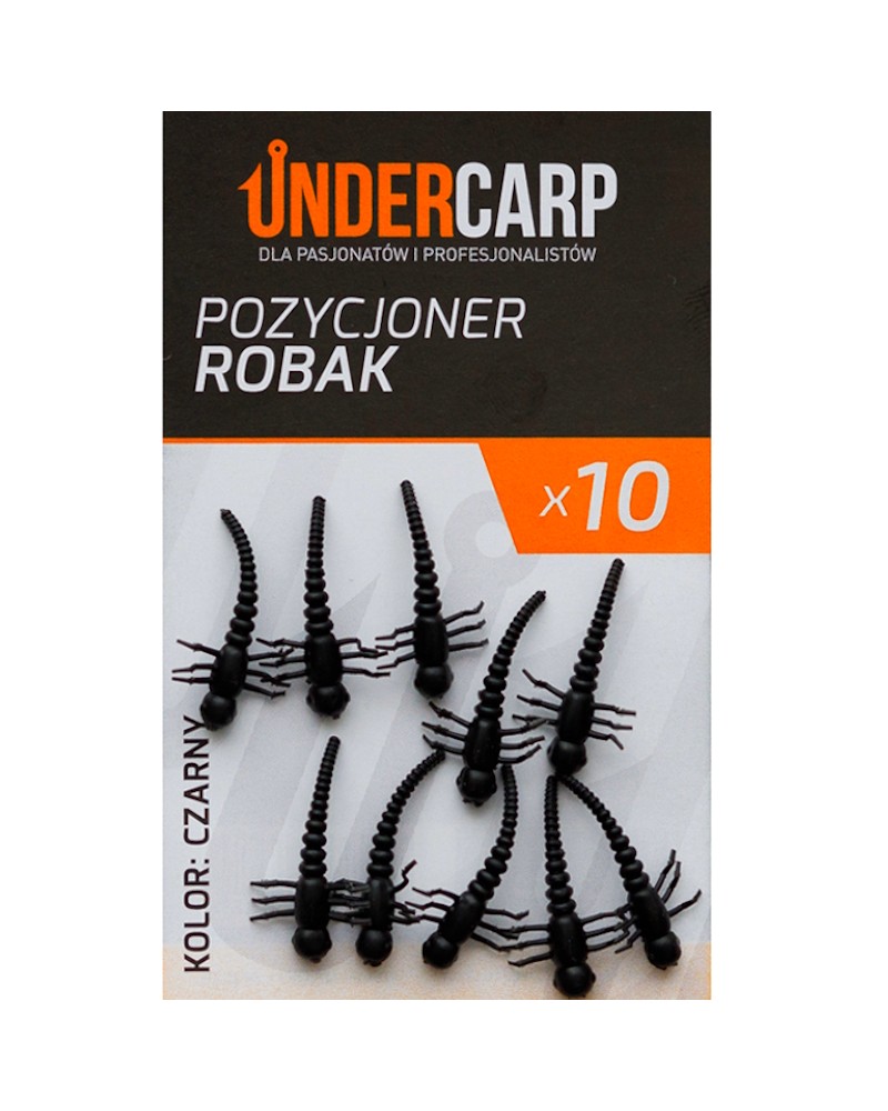 Pozycjoner Haczyka Undercarp Do Przyponów Karpiowych Robak Czarny 10szt.