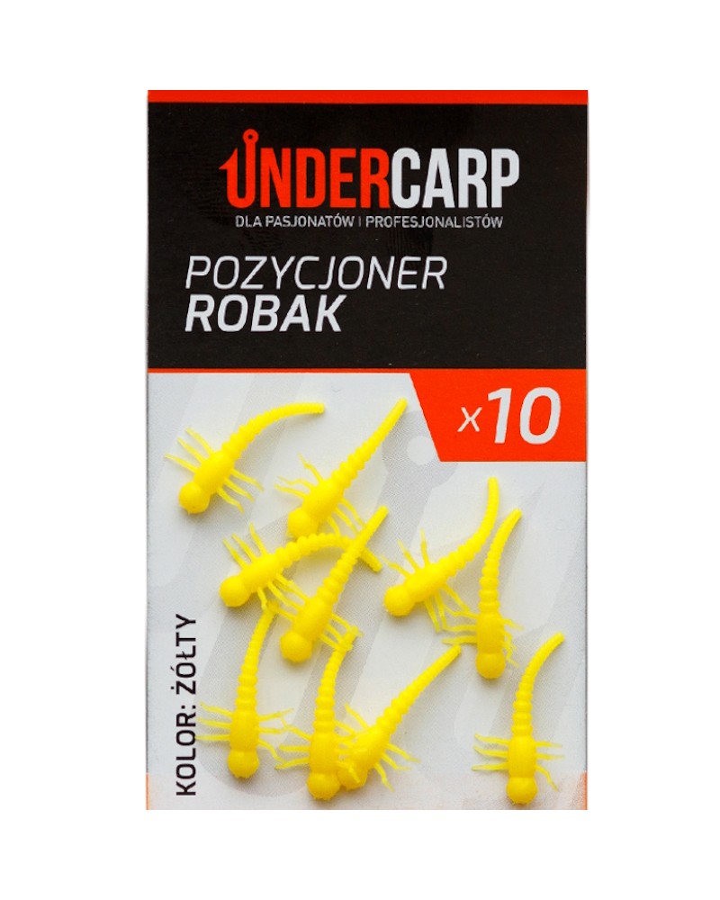 Pozycjoner Haczyka Undercarp Do Przyponów Karpiowych Robak Żółty 10szt.