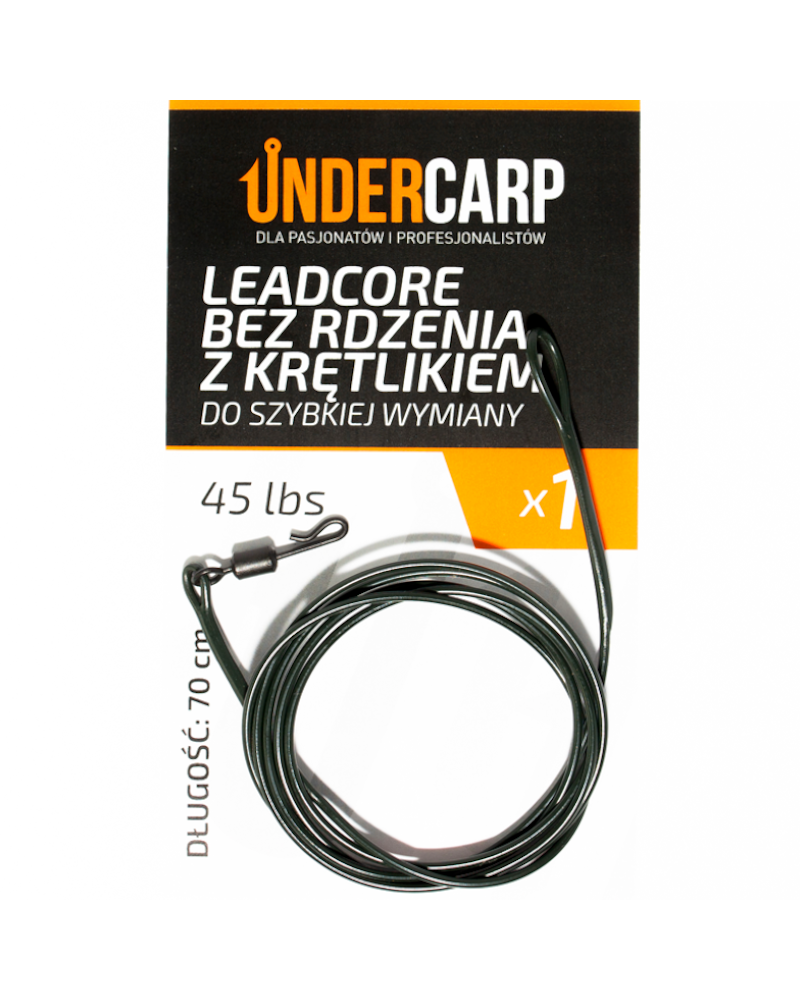 Leadcore Undercarp Bez Rdzenia Z Krętlikiem Do Szybkiej Wymiany 45lbs 70cm Zielony
