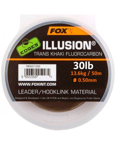 Fluorocarbon Na Przypony Karpiowe Fox Edges Illusion Leader Trans Khaki 0.50mm 13.6kg 30lb 50m