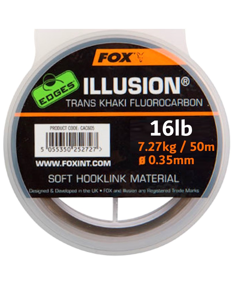 Fluorocarbon Na Przypony Karpiowe Fox Edges Illusion Soft Hooklink Trans Khaki 0.35mm 7.27kg 16lb 50m