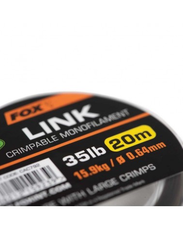 Materiał Na Przypony Karpiowe Fox Edges Link Trans Khaki Mono 0.64mm 35lb 15.9kg 20m