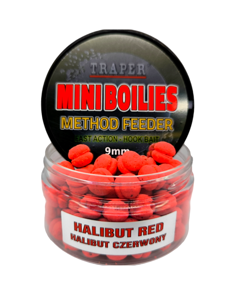 Kulki Traper Boilies Burger Method Feeder Halibut Czerwony Red 9mm 50g