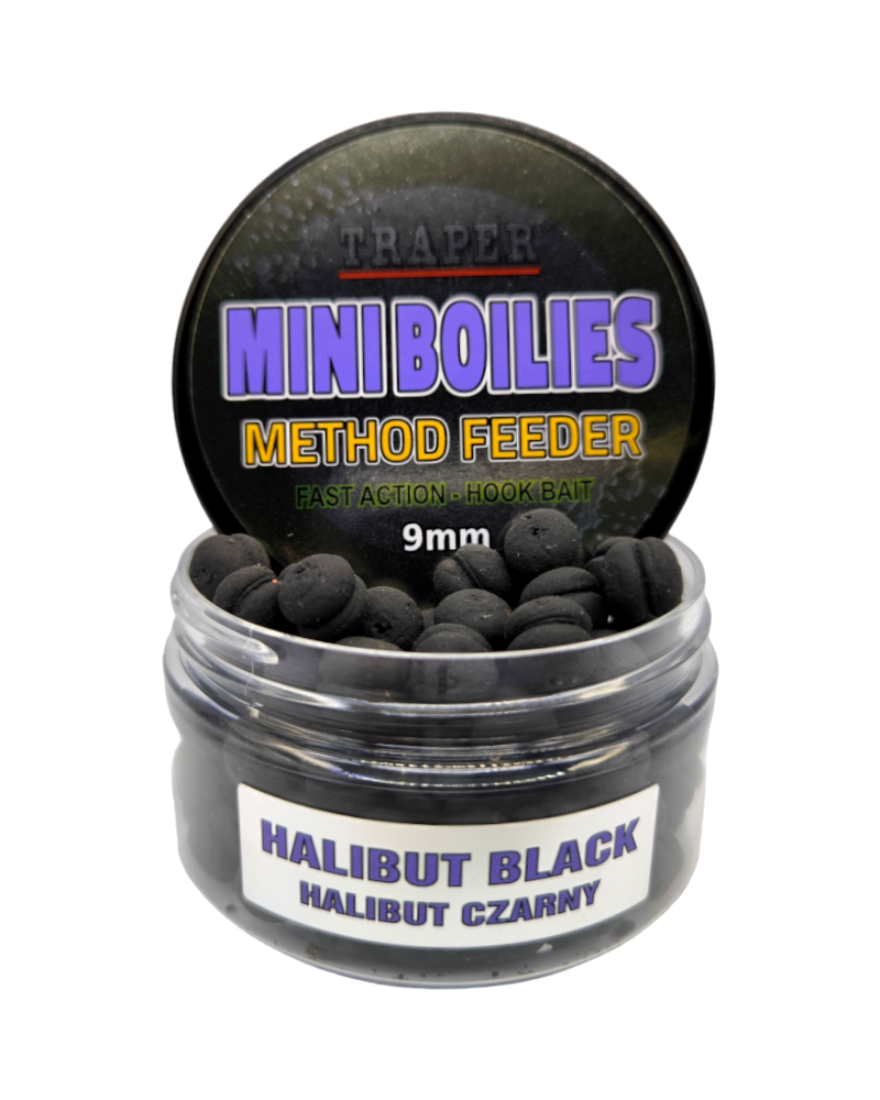 Kulki Traper Boilies Burger Method Feeder Halibut Czarny/Black 9mm/50g