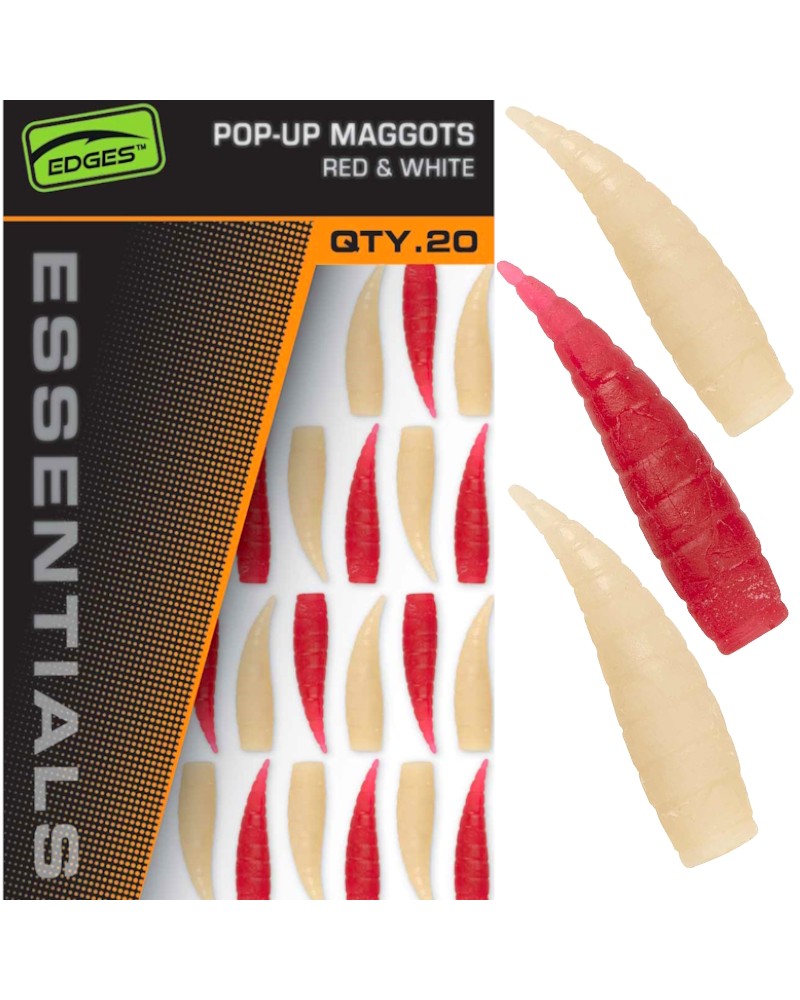 Przynęta Sztuczna Pływająca Robaki Fox Essentials Pop Up Maggots Red&White 20szt.