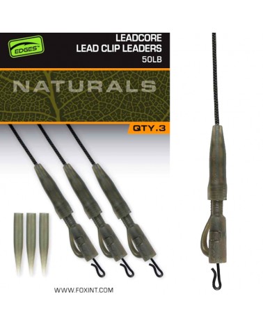 Zestaw Karpiowy Fox Edges Naturals Leadcore Power Grip Lead Clip Leaders 50lb 75cm 3szt.