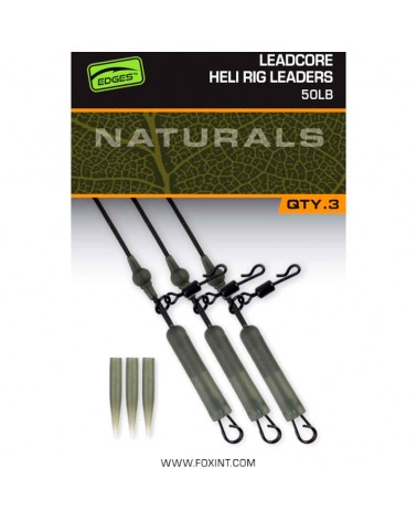Zestaw Karpiowy Helikopterowy Fox Edges Naturals Leadcore Heli Rig Leaders 50lb 75cm 3szt.