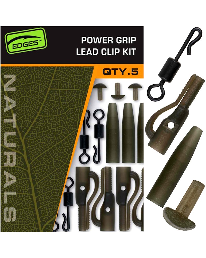 Zestaw Karpiowy Z Bezpiecznym Klipsem Fox Edges Naturals Power Grip Lead Clip Kit 5szt.