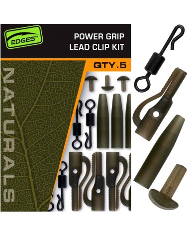Zestaw Karpiowy Z Bezpiecznym Klipsem Fox Edges Naturals Power Grip Lead Clip Kit 5szt.