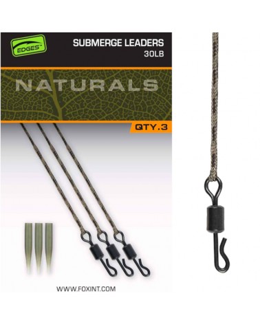 Przypony Karpiowe Z Bezołowiowej Plecionki Fox Edges Naturals Submerge Leaders 30lb 75cm 3szt.