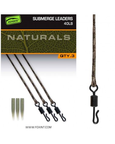 Przypony Karpiowe Z Bezołowiowej Plecionki Fox Edges Naturals Submerge Leaders 40lb 75cm 3szt.