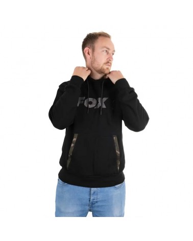 Bluza Wędkarska Z Kapturem Fox Black Camo Print Hoody XXL