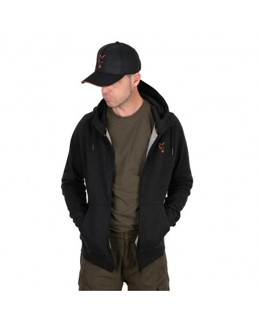 Bluza Wędkarska Z Kapturem Rozpinana Fox Collection LW Hoody Black Orange Medium