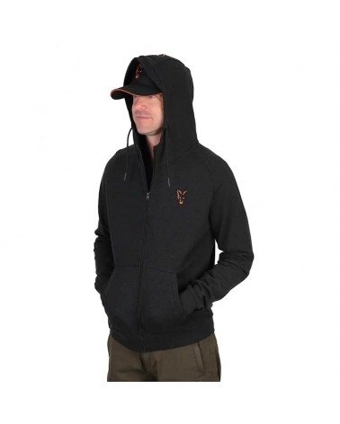 Bluza Wędkarska Z Kapturem Rozpinana Fox Collection LW Hoody Black Orange Small