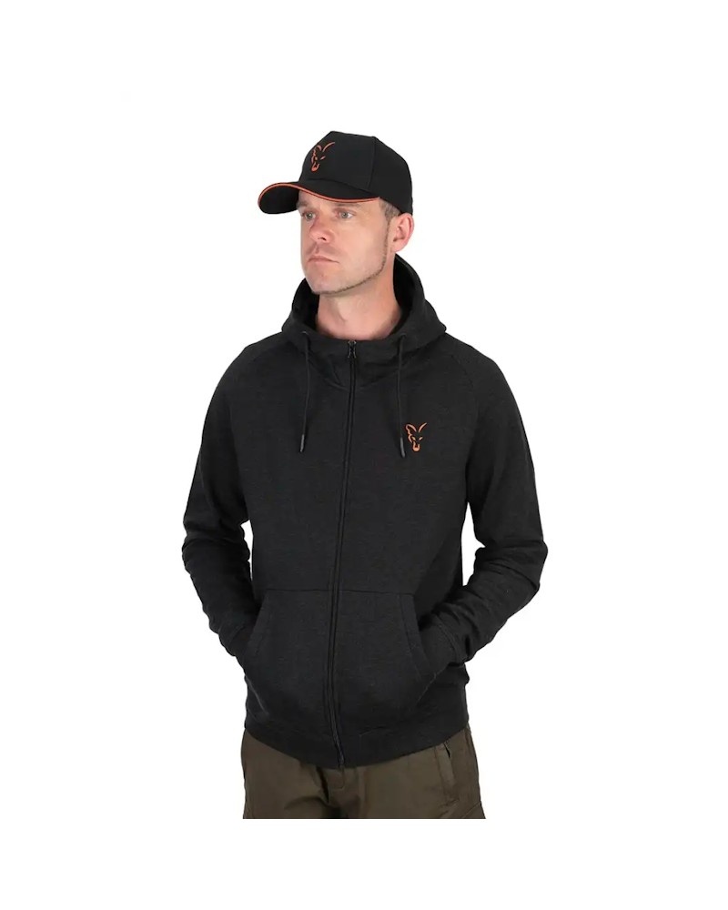 Bluza Wędkarska Z Kapturem Rozpinana Fox Collection LW Hoody Black Orange Small