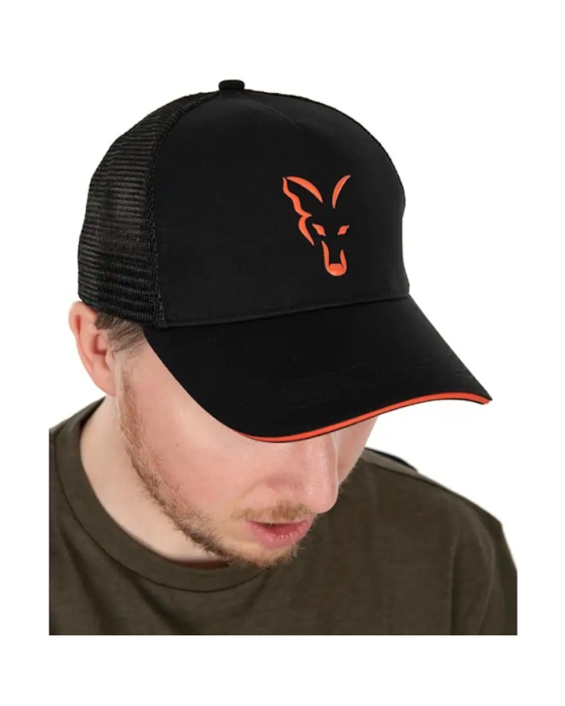 Czapka Wędkarska Z Daszkiem Fox Collection Trucker Cap Black Orange