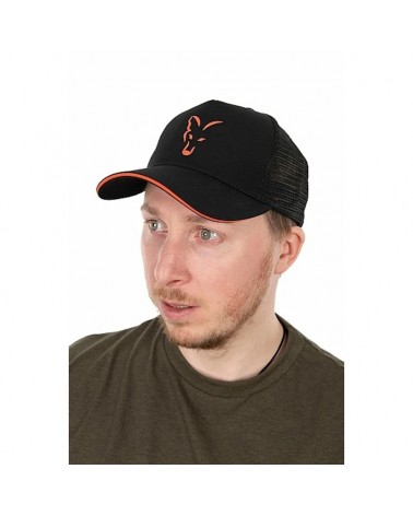 Czapka Wędkarska Z Daszkiem Fox Collection Trucker Cap Black Orange