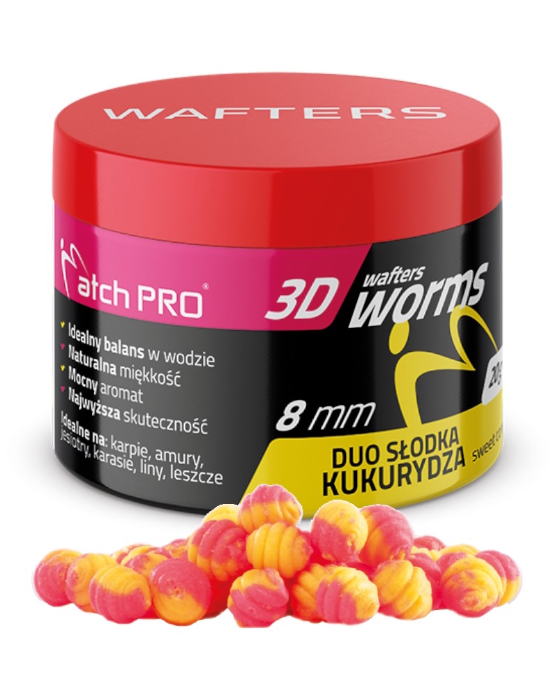 Dumbells MatchPro 3D Worms Wafters Duo Sweetcorn Słodka Kukurydza 8mm 20g