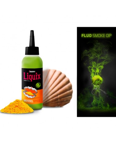 Dip Method Feeder Fluo Delphin D SNAX LiquiX Małże-Przyprawy 100ml