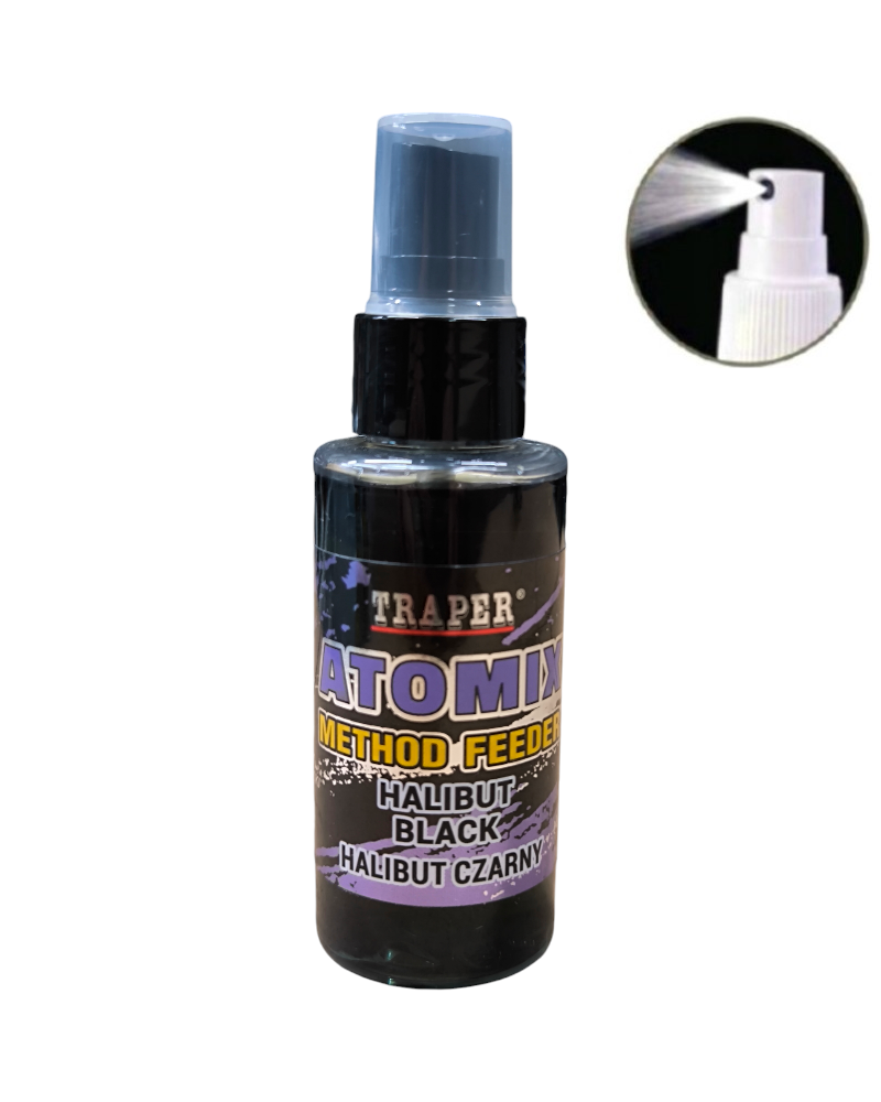Atraktor Zapachowy W Sprayu Traper Atomix Method Feeder Halibut Black 50ml 50g