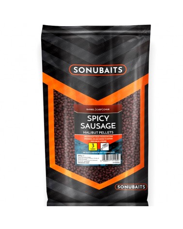 Zanętowy Sonubaits Pellet Halibut Pellets Spicy Sausage 3mm 900g Pikantna Kiełbasa