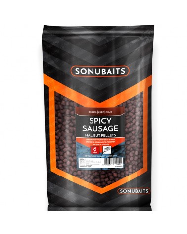 Zanętowy Sonubaits Pellet Halibut Pellets Spicy Sausage 6mm 900g Pikantna Kiełbasa